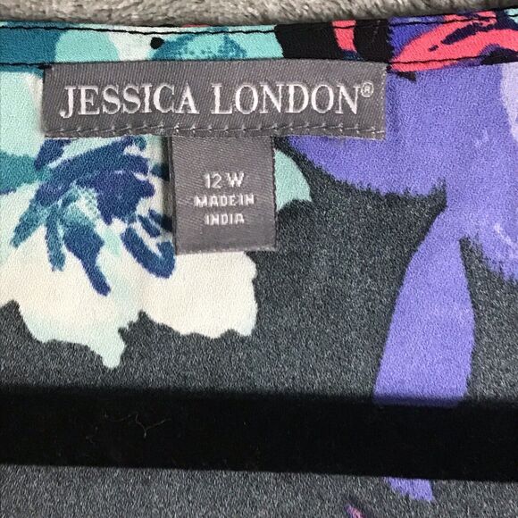 Jessica London Womens 12W Floral Sleeveless Tunic Top Multicolor Lightweight - Picture 3 of 10